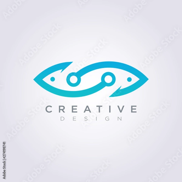 Fototapeta Hook Fish Illustration Design Clipart Symbol Logo Template