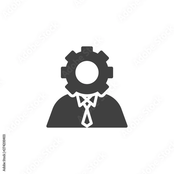 Fototapeta User with gear head vector icon. filled flat sign for mobile concept and web design. Personal settings glyph icon. Symbol, logo illustration. Vector graphics
