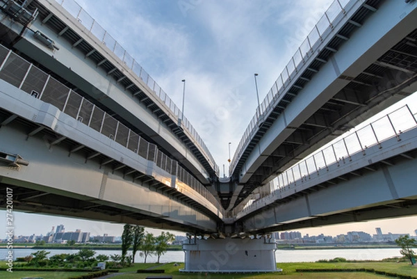 Fototapeta 堀切ジャンクション 首都高速道路 向島線 中央環状線 分かれ道 合流