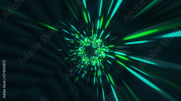 Obraz vortex hyperspace tunnel wormhole time and space, warp science fiction Background 3D Animation