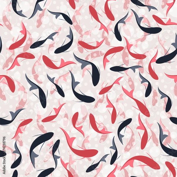 Fototapeta pattern. seamless. red fish. Chinese painting