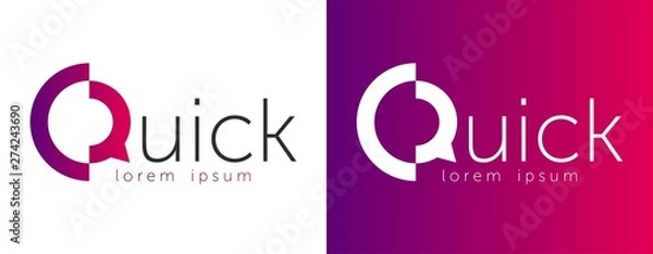 Fototapeta Quick lettering vector sketch logo. design logo quick with abstract Q. letter Q logo