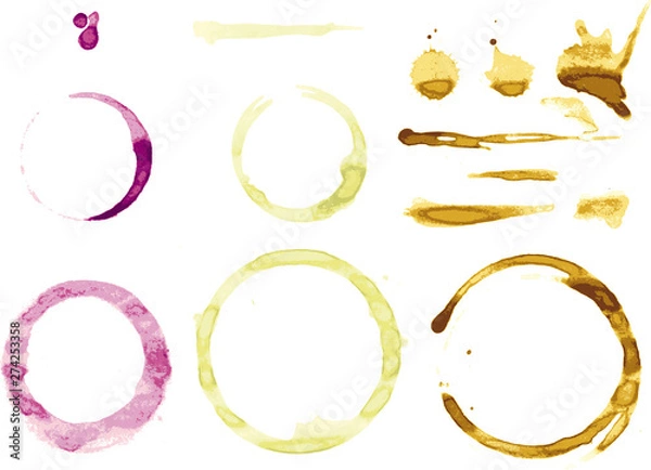 Obraz Coffee or wine stains in various colors.