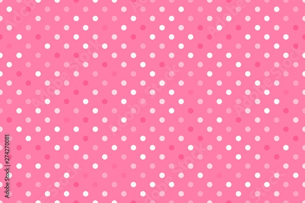 Obraz Pink polka dot. Wide Seamless pattern Vector background. Kids surface design
