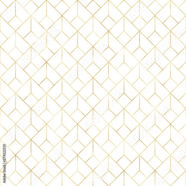 Fototapeta Art Deco Seamless Pattern - Repeating metallic pattern design with art deco motif