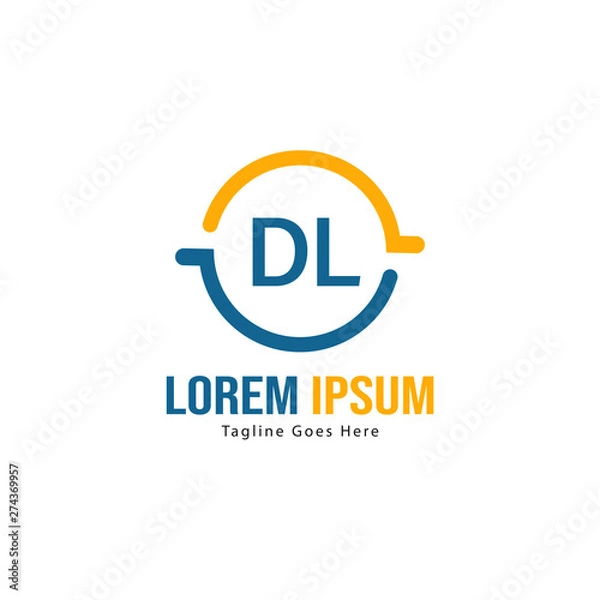 Fototapeta Initial DL logo template with modern frame. Minimalist DL letter logo vector illustration
