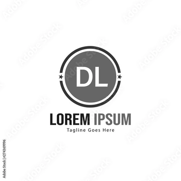 Fototapeta Initial DL logo template with modern frame. Minimalist DL letter logo vector illustration