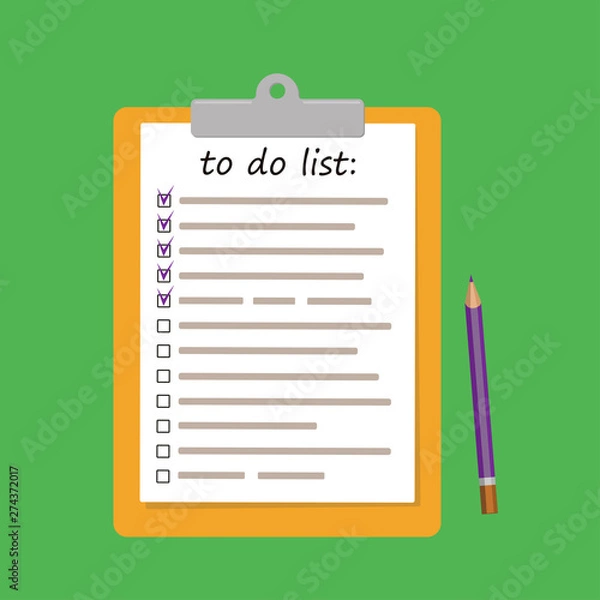 Obraz To do list reminder concept in flat style