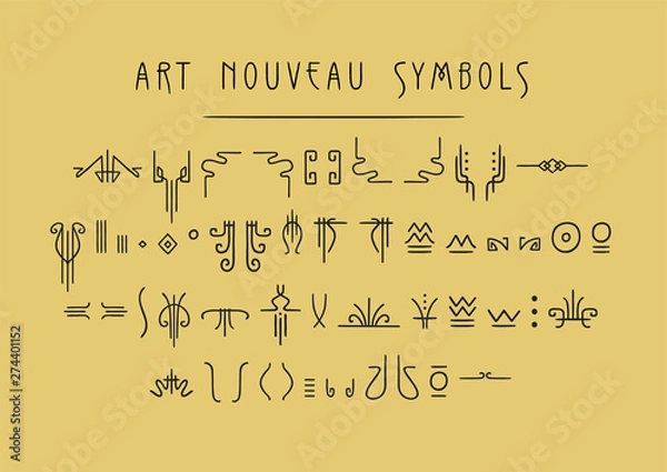 Fototapeta Vector set of line art symbols for logo design and lettering in Art Deco style