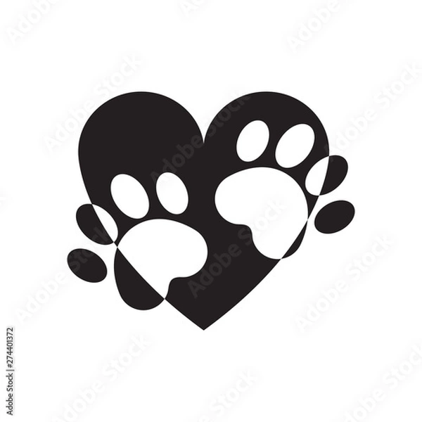 Fototapeta Paw and heart logo