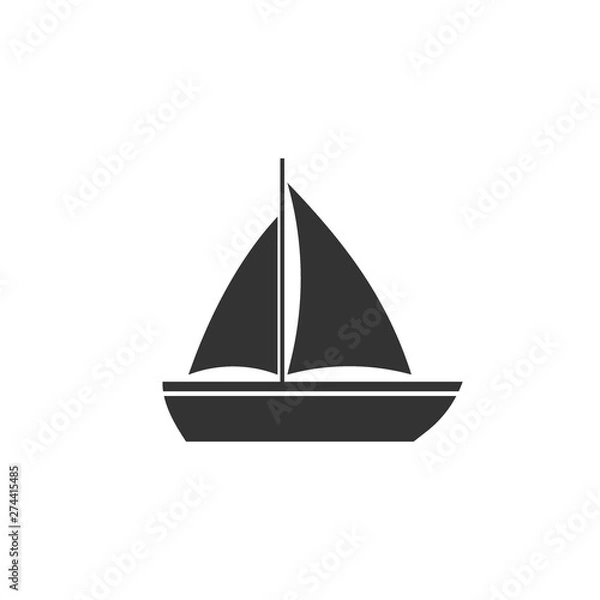 Fototapeta Boat, sail, sailing, ship, yacht icon. Vector illustration, flat design.
