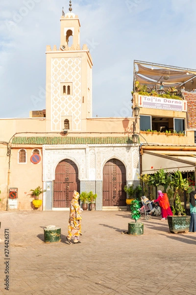 Fototapeta All you can find on the  Djemaa el Fna, big market square in the media from Marrakech,