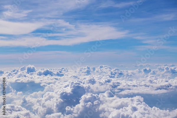 Fototapeta landscape look down from the airplane look see the sky and cloud beautiful