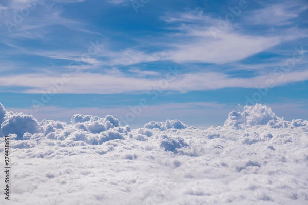 Fototapeta landscape look down from the airplane look see the sky and cloud beautiful