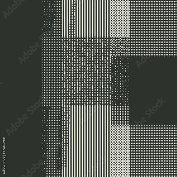 Obraz Abstract grunge vector background. Monochrome squared composition of irregular overlapping graphic elements.