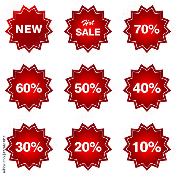 Fototapeta Red new stickers  labels and badges. Design element collection. 