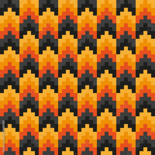 Fototapeta abstract halloween arrow pixel fire seamless pattern