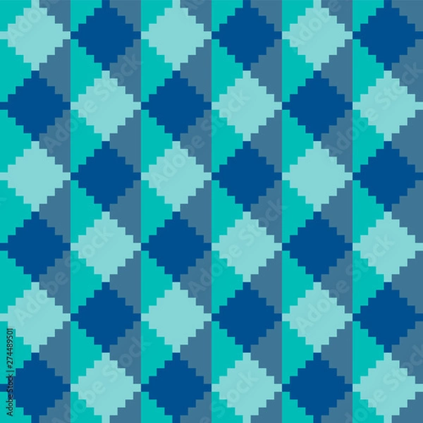 Fototapeta Seamless abstract geometric pixel diamond vector pattern