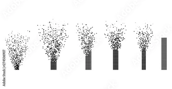 Obraz Wektor kropka prostokąt integracji płaskiej abstrakcji. Styl wektorowy to płaska ilustracja integracji prostokąta kropkowego na białym tle. Pojedyncze elementy projektu zbudowane z kropek,