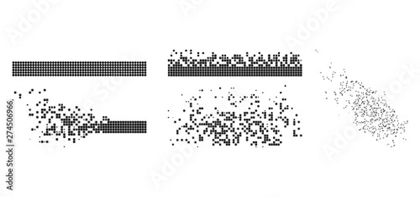 Fototapeta Vector dot integration and dissolving flat abstraction. Vector style is a flat illustration of dot integration and dissolving on a white background. Isolated design elements constructed from dots,