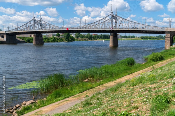 Fototapeta Староволжский мост через реку Волга в Твери.