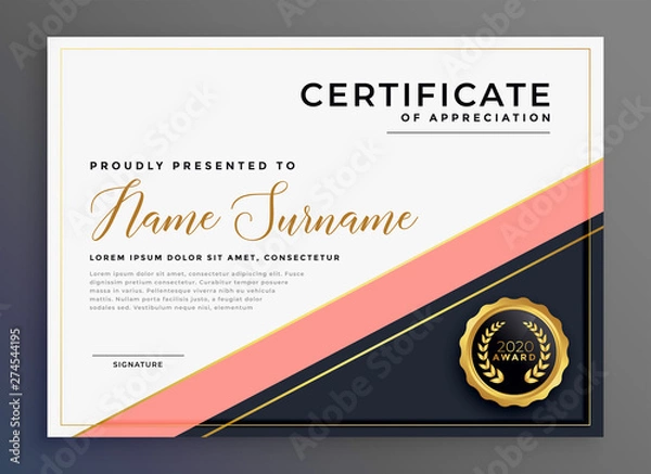 Fototapeta modern luxury certificate of appreciation template