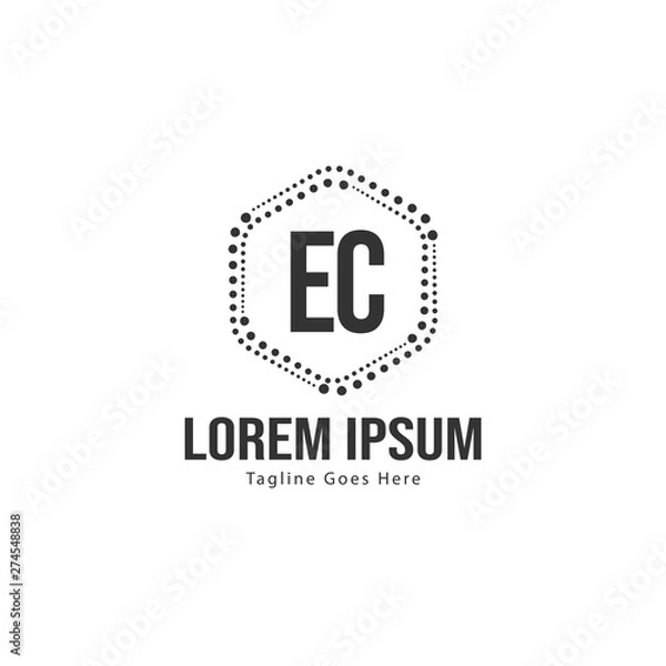 Fototapeta Initial EC logo template with modern frame. Minimalist EC letter logo vector illustration