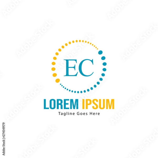 Fototapeta Initial EC logo template with modern frame. Minimalist EC letter logo vector illustration