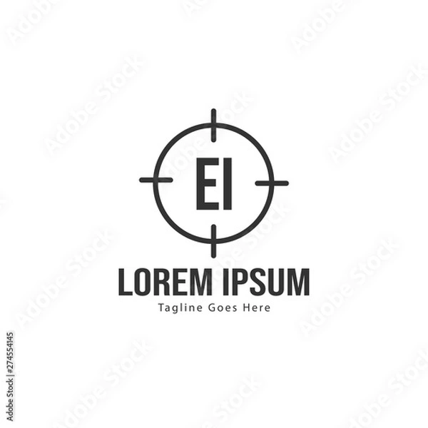 Obraz Initial EI logo template with modern frame. Minimalist EI letter logo vector illustration