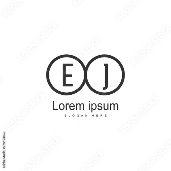 Fototapeta Initial EJ logo template with modern frame. Minimalist EJ letter logo vector illustration