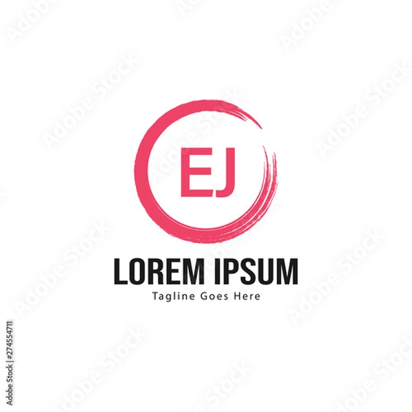 Fototapeta Initial EJ logo template with modern frame. Minimalist EJ letter logo vector illustration