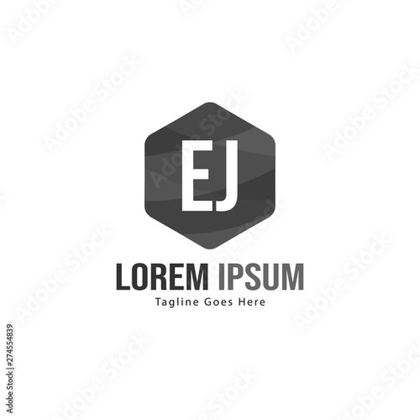 Fototapeta Initial EJ logo template with modern frame. Minimalist EJ letter logo vector illustration