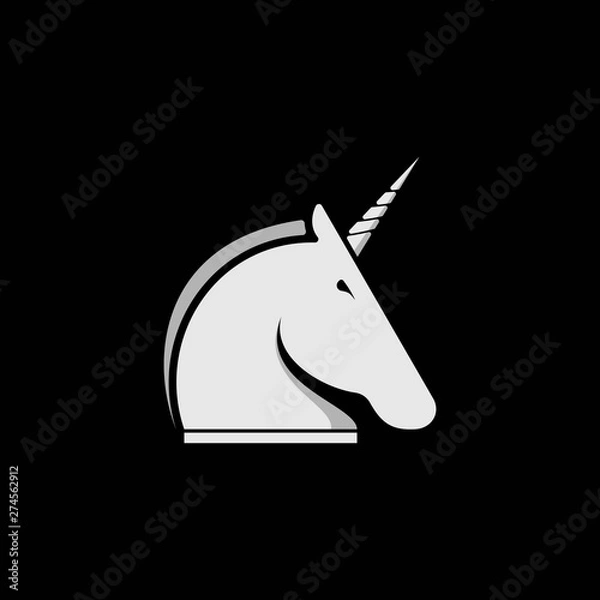 Fototapeta simple unicorn head vector logo