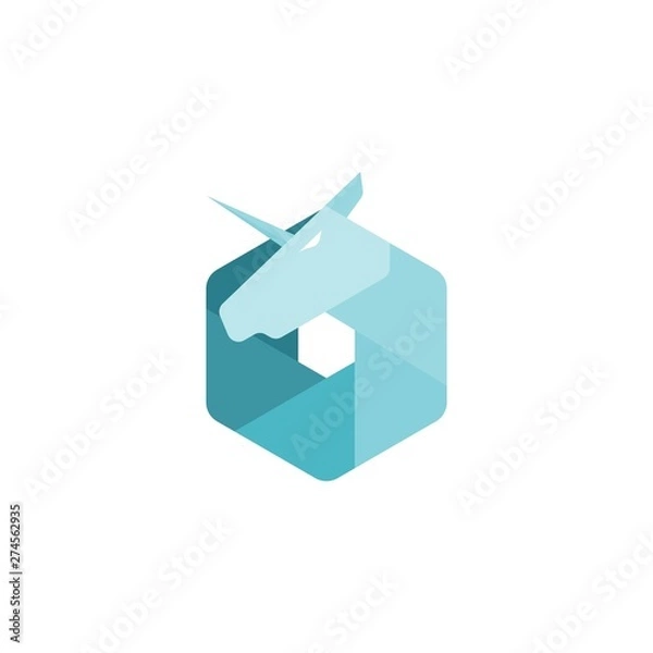 Fototapeta simple hexagonal unicorn vector logo