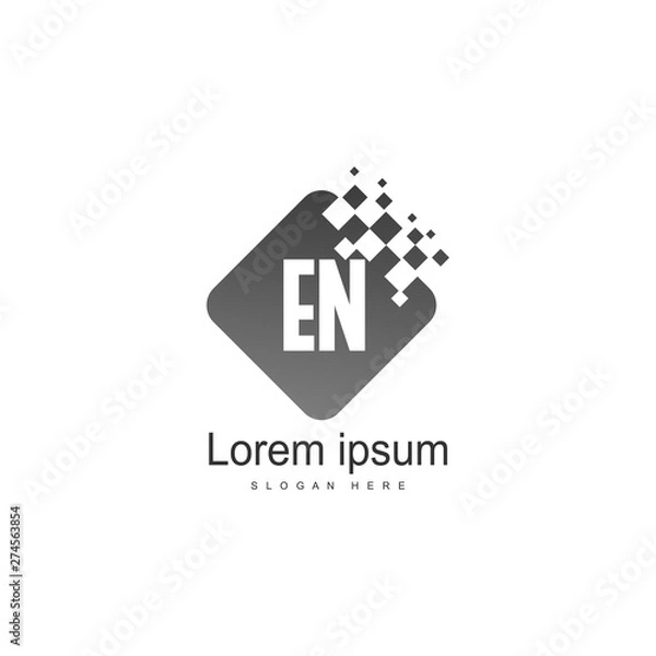 Fototapeta Initial EN logo template with modern frame. Minimalist EN letter logo vector illustration