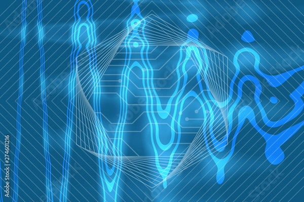 Fototapeta abstract, blue, design, line, light, pattern, wave, wallpaper, lines, curve, illustration, texture, backdrop, waves, motion, digital, water, technology, art, artistic, space, graphic, color, computer