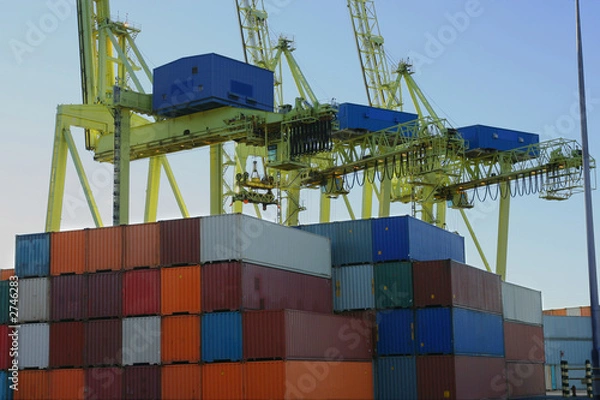 Fototapeta containers and container cranes 2