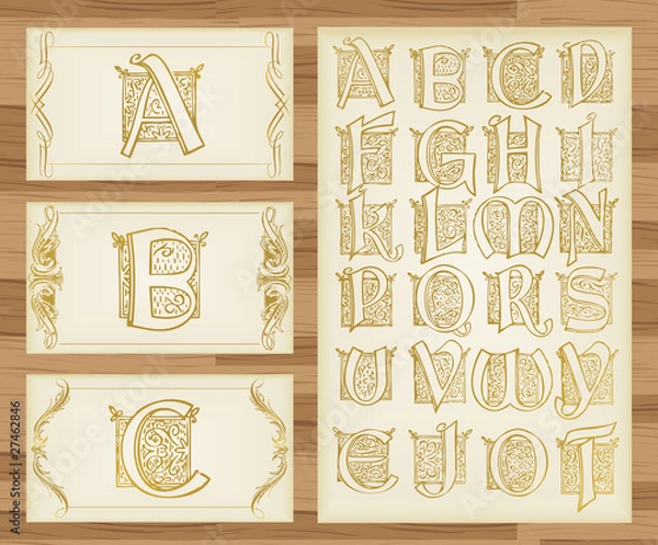 Fototapeta Vintage alphabet vector set