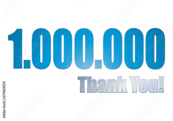 Fototapeta Título azul y gris de agradecimientos por un millón.