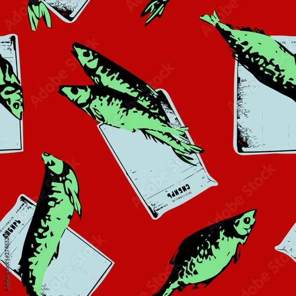 Obraz  vector seamless pattern dried fish