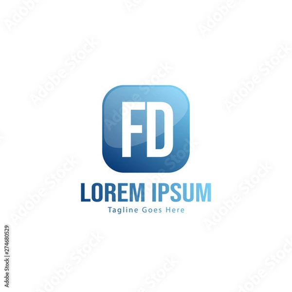 Fototapeta Initial FD logo template with modern frame. Minimalist FD letter logo vector illustration