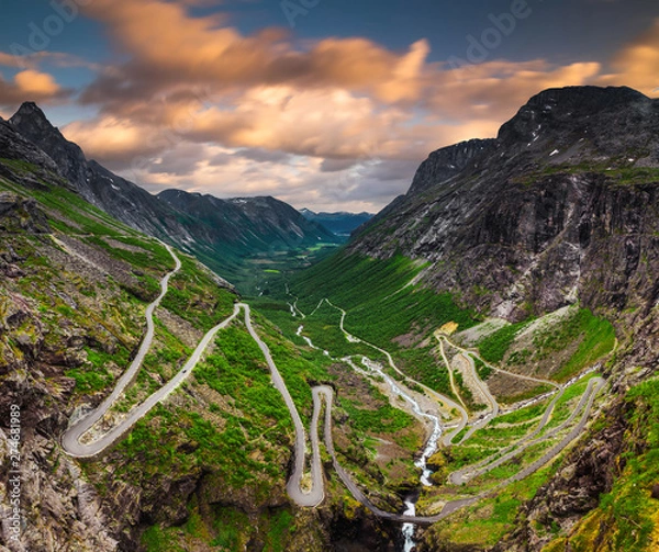 Obraz Trollstigen or Trolls Path is a serpentine mountain road in Norway