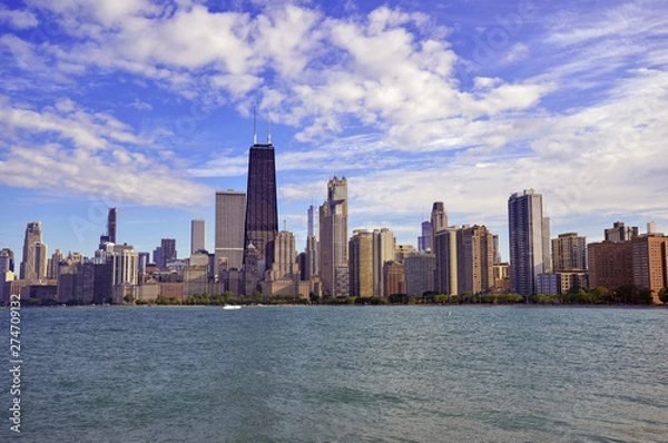 Obraz City Skyline with high rise buildings and skyscrapers in Chicago Illinois, USA
