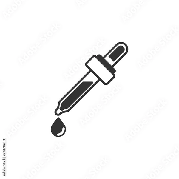 Obraz Dropper icon template black color editable. Dropper symbol Flat vector sign isolated on white background. Simple logo vector illustration for graphic and web design.