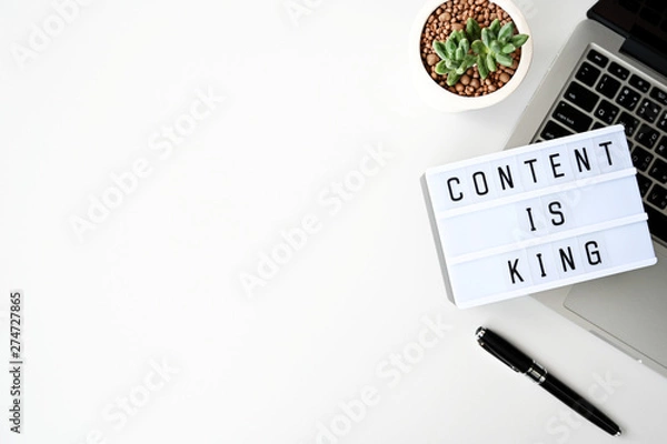Fototapeta content is king Business Concept flat lay,minimal style