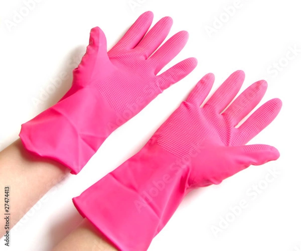 Fototapeta Pink rubber gloves