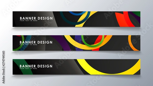 Fototapeta Set rectangular banner with a circle background colorful