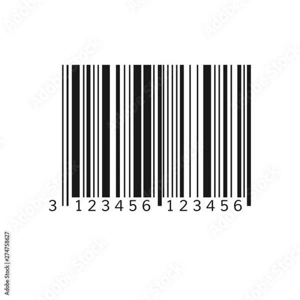 Fototapeta Unique bar code. Striped identification information about product. Vector illustration isolated on white background