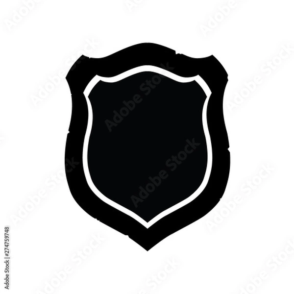 Fototapeta Flat black shield, badge icon
