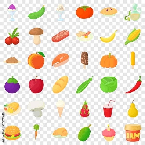 Fototapeta Cucumber icons set. Cartoon style of 36 cucumber vector icons for web for any design